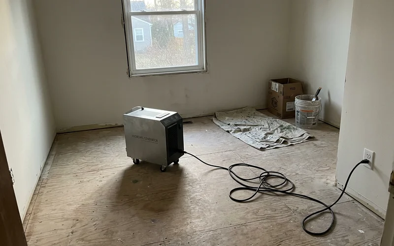 A hydroxyl generator running in an empty room