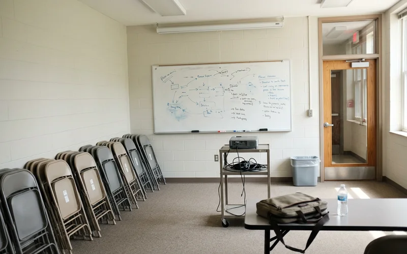 The former in-person academy classroom, now retired in favour of online delivery